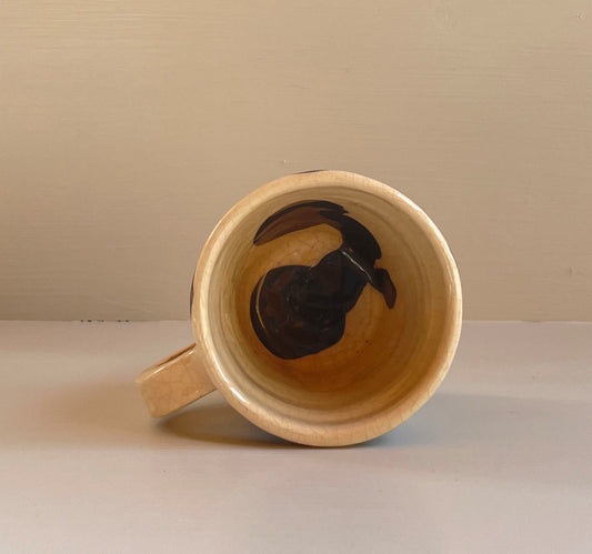 Cream and charcoal, kernels mug, A