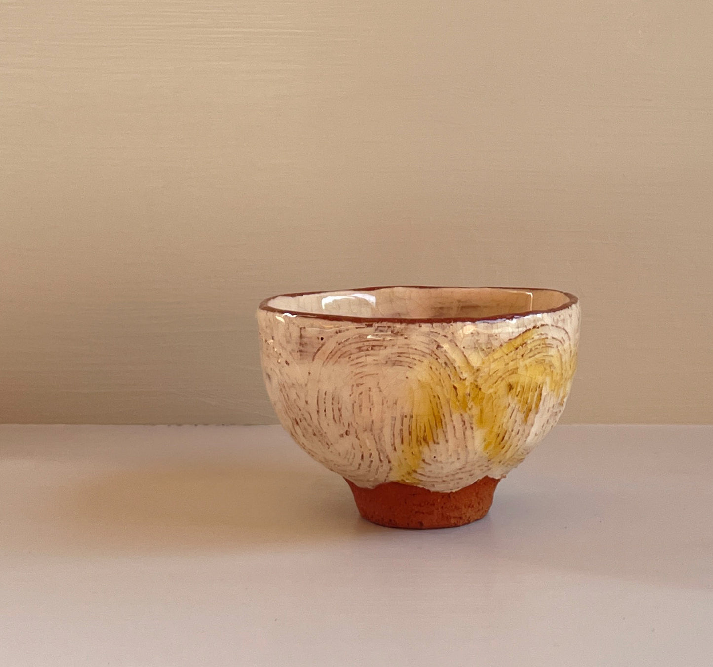 White slipware crackle glaze tea bowl