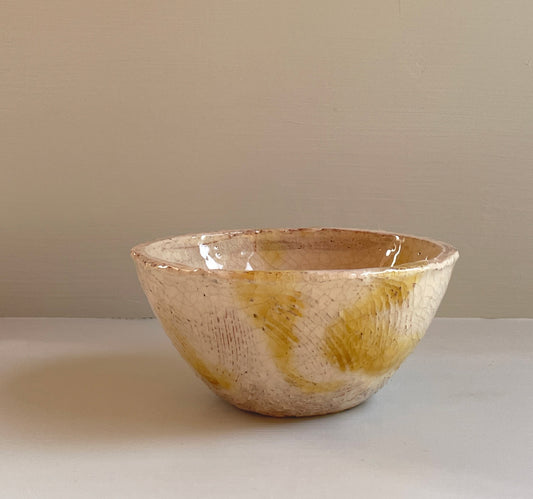 White slipware crackle glaze deep bowl