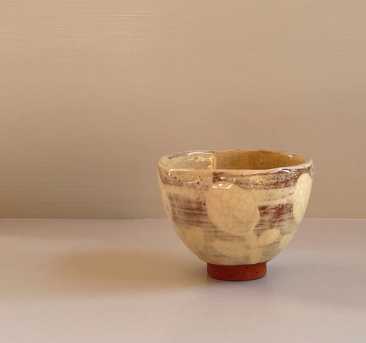 White slipware cloud small tea bowl